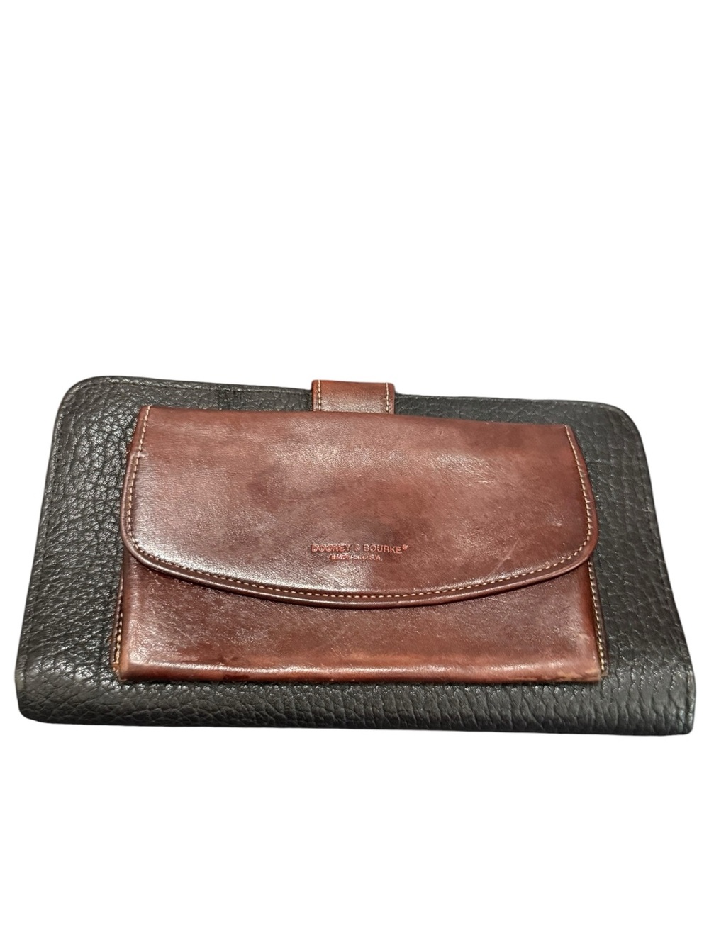Vintage Dooney & Bourke Brown and Black Leather Men's Wallet Clutch
